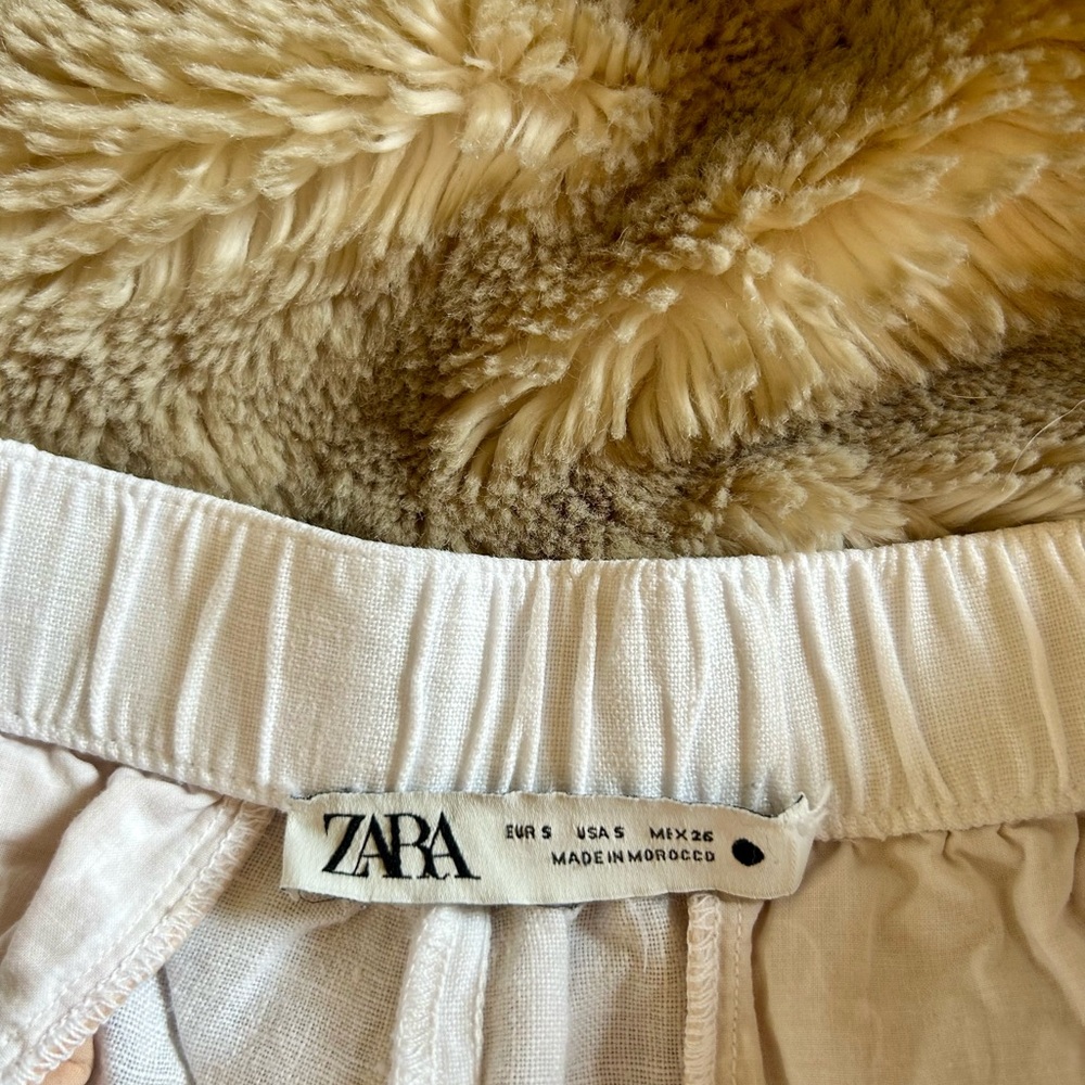 ZARA Classic Bright White Linen Pants - Picture 2 of 7
